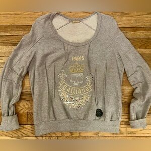 Galliano embellished skull & crown scoop neck sweatshirt